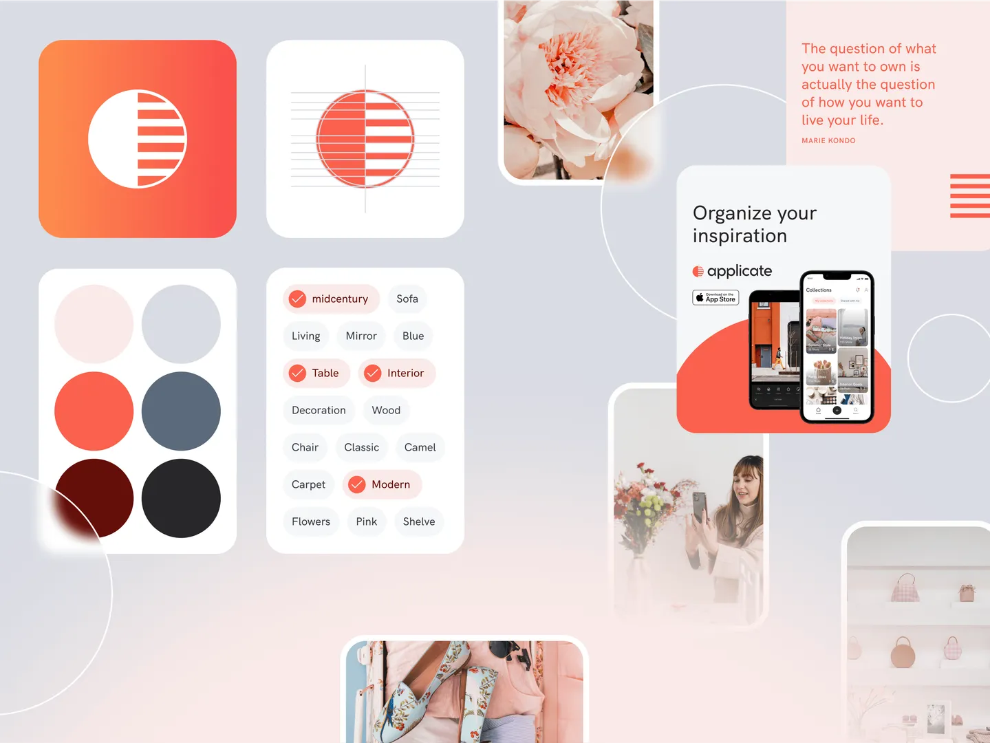 Brand design, references, colors, typography and logos