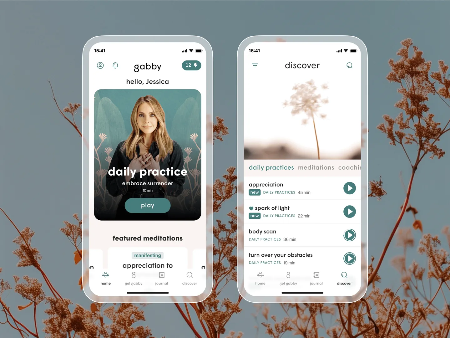 Gabby's mobile app screenshots